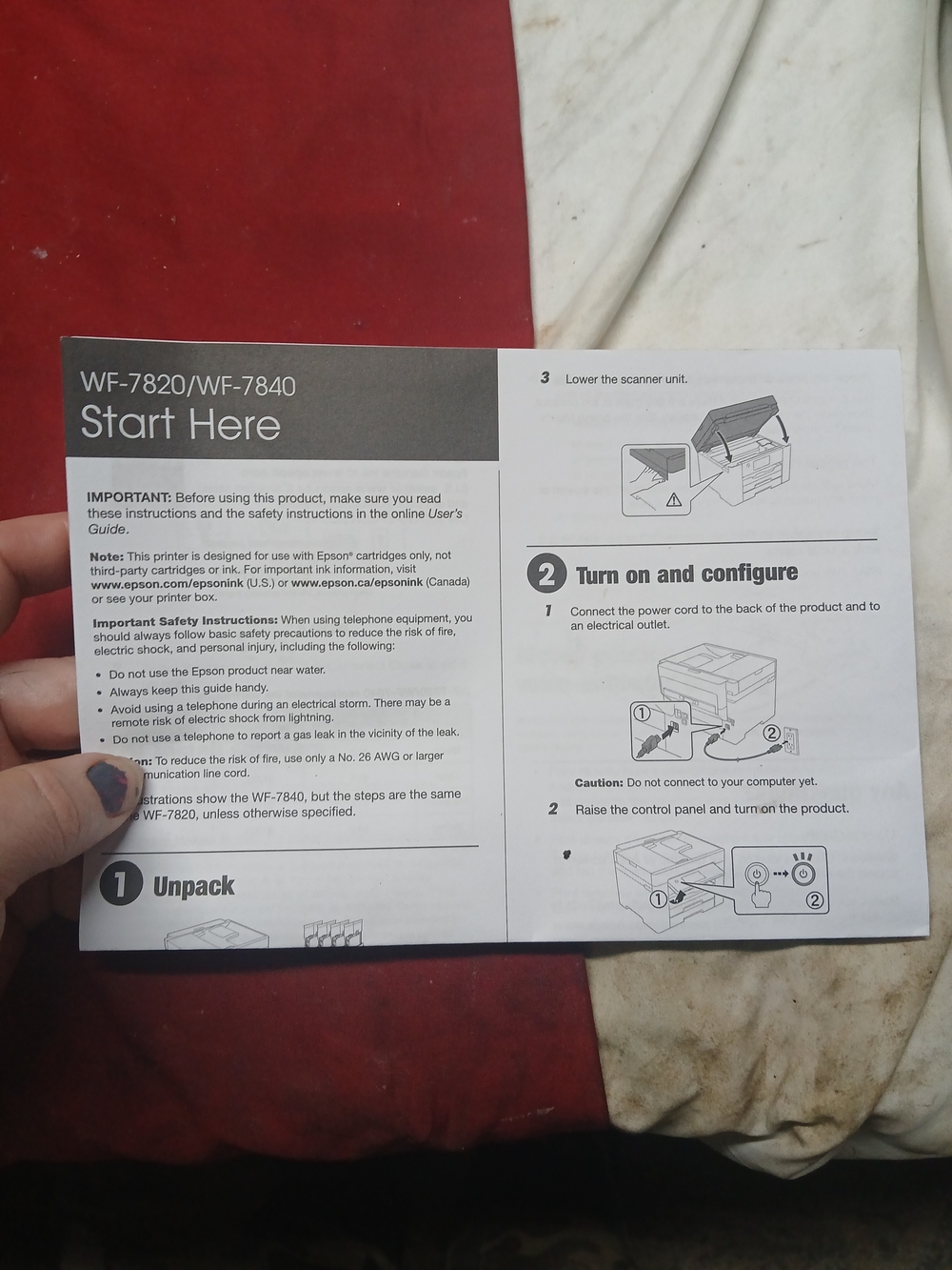epson Black and White WF-7820/WF-7840 Start Here Guide